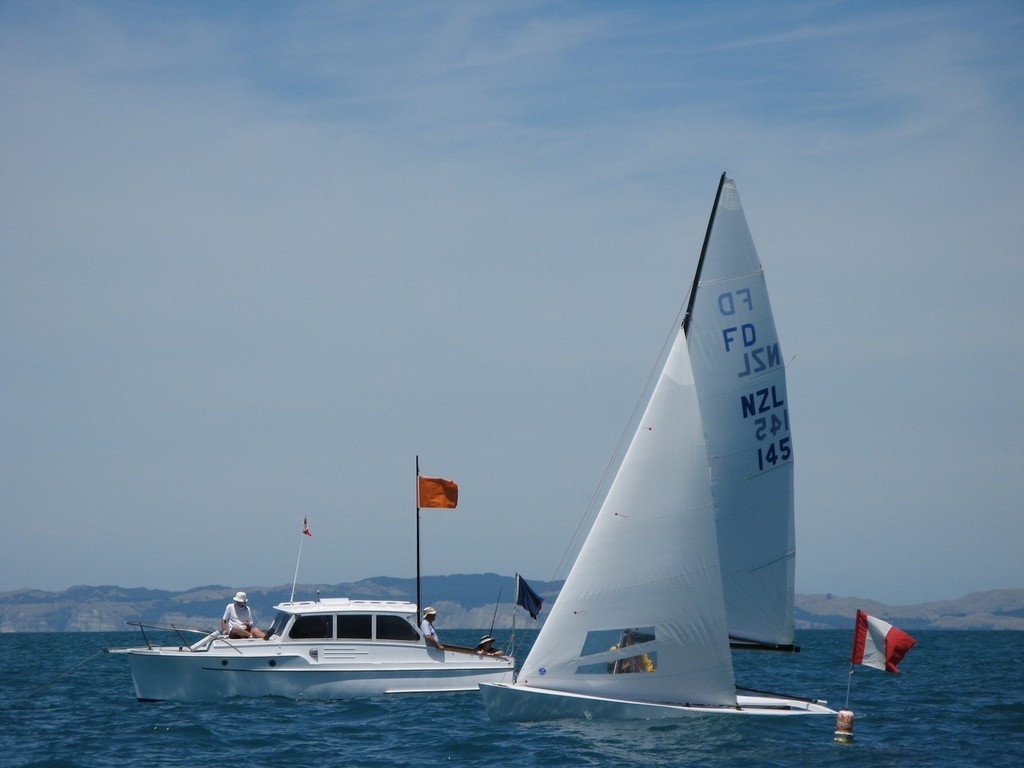 Leading Kiwi’s Paul Scoffin and Pavel Ruzicka taking 3rd place in race 4 to retain 3rd overall - 2008 Flying Dutchman Worlds, Napier © Mike Shields